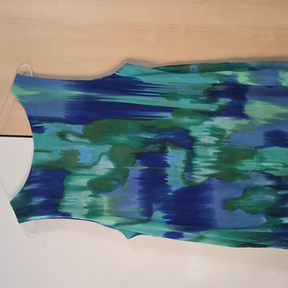 Catherine's Chiffon Flowing Flowing Tank Style Blue Green 0X 14/16W Preloved - Picture 16 of 16